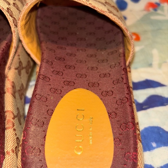 Canvas GG Monogram Angelina Platform Slide Sandals 36 Beige Ruggine